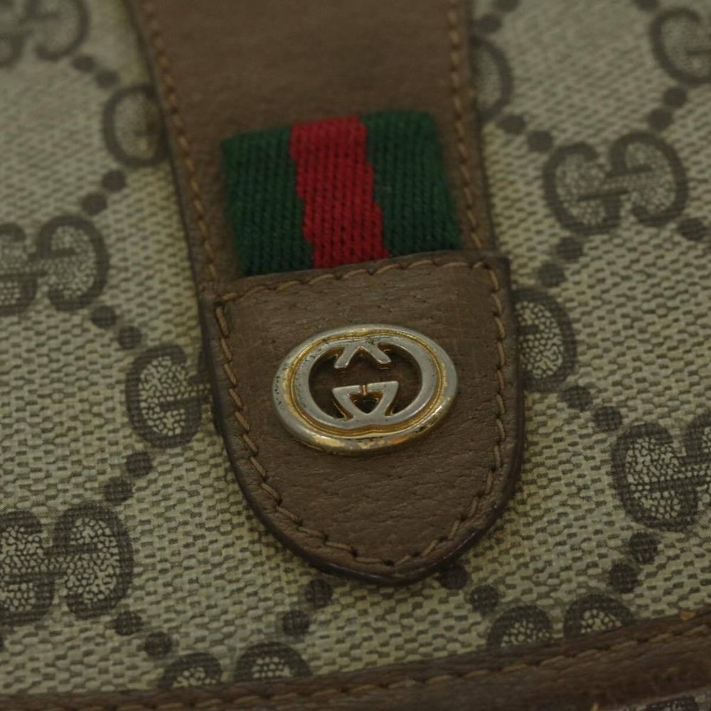 GUCCI GG Supreme Web Sherry Line Clutch Bag Beige Red 89 01 030 Auth - Picture 15 of 16